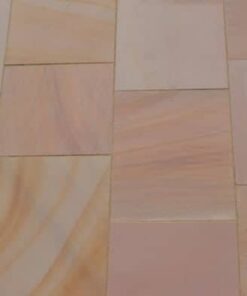 Sawn smooth slabs of autumn brown sandstone