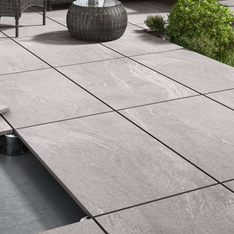 Earthcore Esprit Grey Outdoor Porcelain Paving Tiles 600x600mm 20mm Ammaari Stones